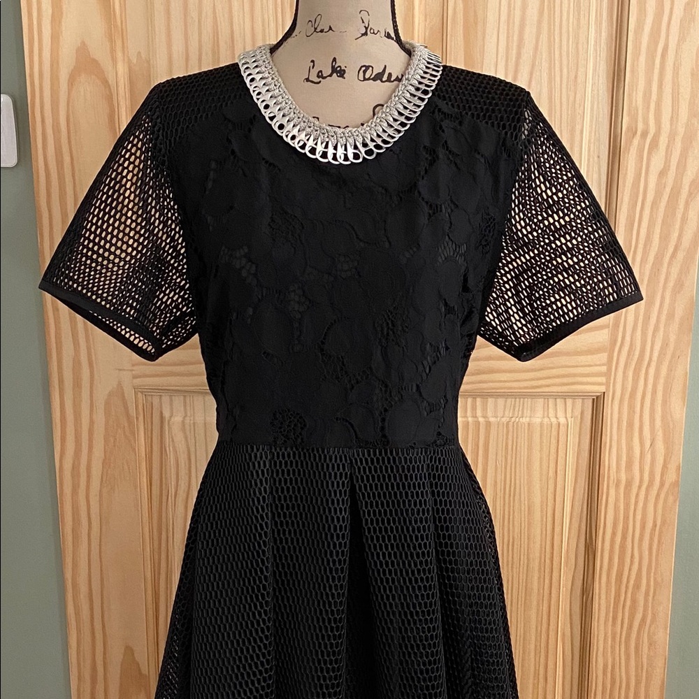 Eloquii Black Lace and Mesh Dress